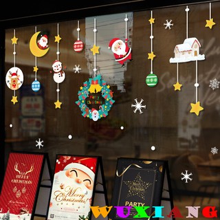 【wuxiang】ใหม่ สติกเกอร์ติดผนัง ลายการ์ตูนคริสต์มาส ปีใหม่ เครื่องประดับ สําหรับตกแต่งหน้าต่าง ร้านค้า ห้างสรรพสินค้า