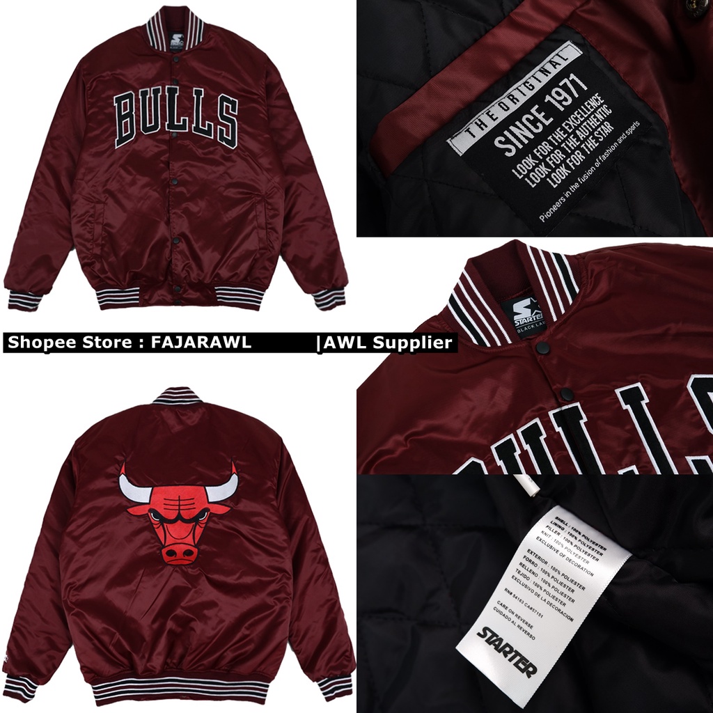 เสื้อแจ็กเก็ต-vintage-nba-bulls-โลโก้หัวหลัง-สีแดงเข้ม-ป้ายแท็กเย็บปักถักร้อย-ป้ายสตาร์ท