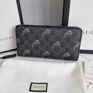 gucci zippy wallet GUCCI GG ZIP AROUND WALLET WITH TIGER PRINT -