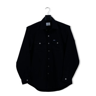 Bovy Shirt - เสื้อเชิ้ตแขนยาวสีพึ้น สีดำ รุ่นBB 3598 - BK-01