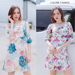 Calorie Fashion :CL181 เดรสทรงเอลายดอก