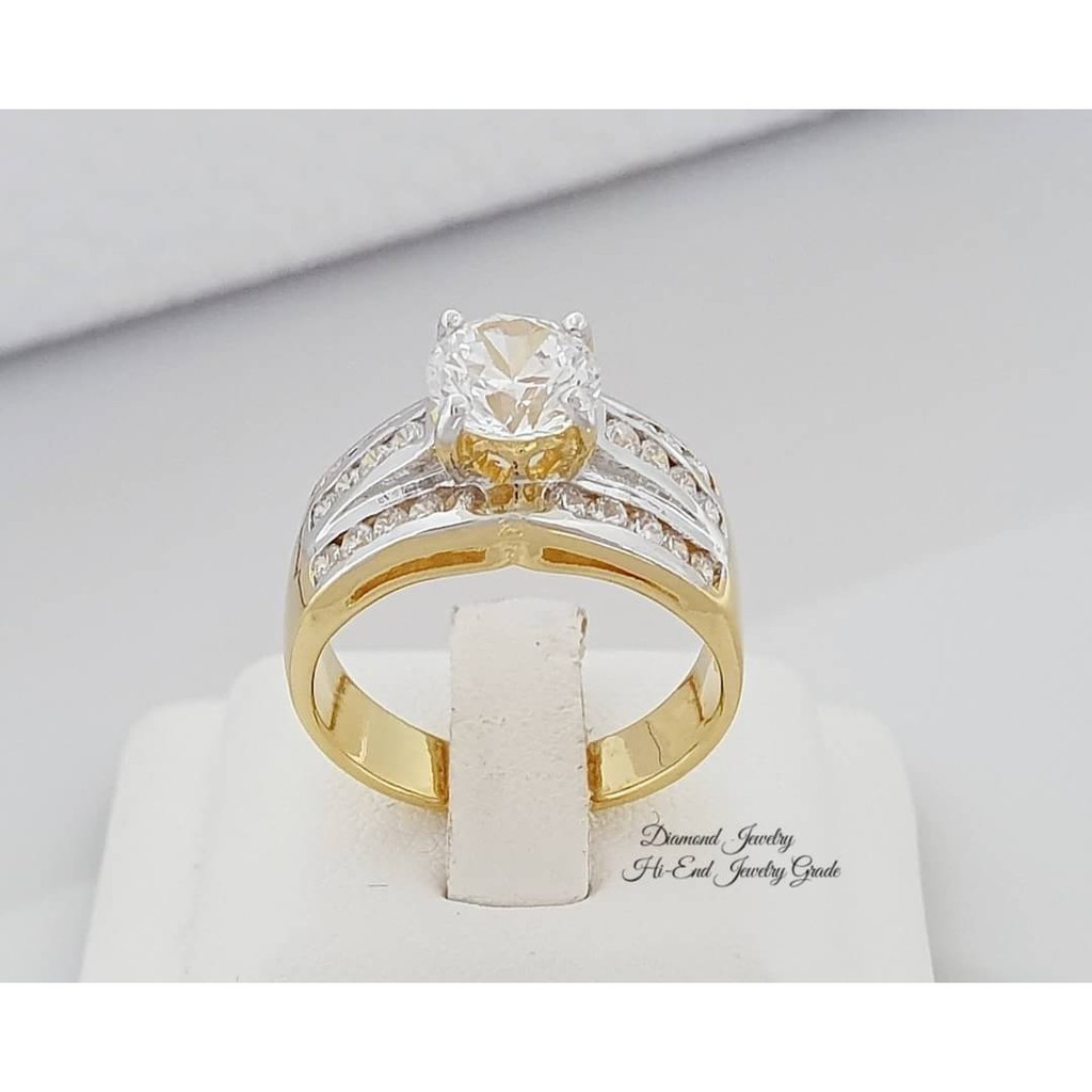 diamond-ring-แหวนเพชร-cz-แท้-ดีไซน์สวยหรู-ประดับเพชรเม็ดกลางขนาด-1-25-กะรัต-เพชรบ่าข้างขนาด-2-ตังขนาดกำลังสวย