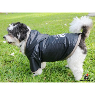 Pet cloths -Doggydolly กันฝน Raincoat  เสื้อผ้าแฟชั่น สัตว์เลี้ยง สุนัข หมาแมว ผ้าร่ม กันลม ฮู้ด สีดำ ไซส์ 1-9 โล -DR055