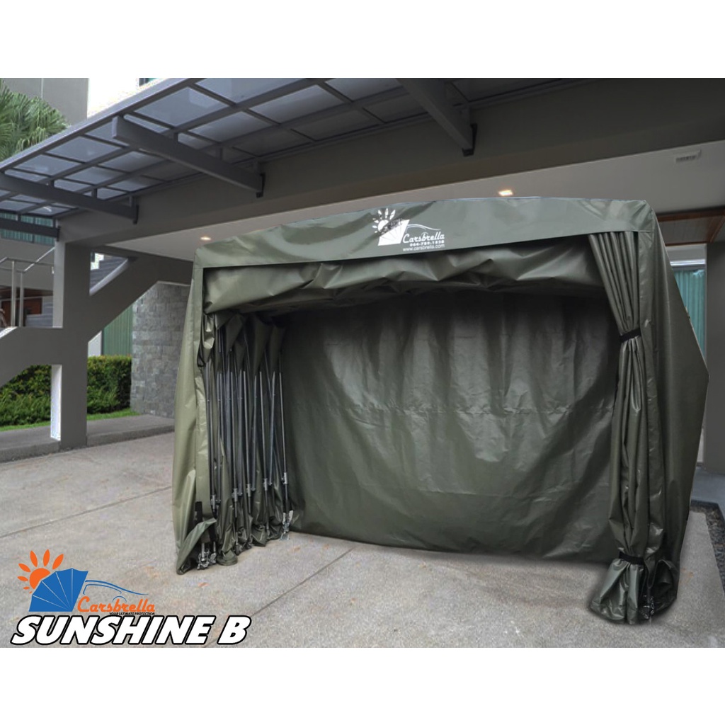 เต็นท์จอดรถ-โรงจอดรถสำเร็จรูป-carsbrella-รุ่น-super-sunshine-b-สูง235cm-โครงสร้างโรงจอดรถสามารถ-ยืด-หด-และ-พับ-เก็บได้