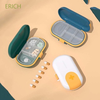ERICH 4 Grid Pill Storage Box Large Capacity Travel Pill Case Medicine Boxes Plastic Box Portable Waterproof Capsules Organizer With Pill Cutter Tablet Splitters Vitamins Container/Multicolor