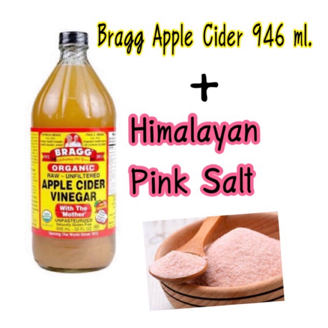 Bragg Apple Cider Vinegar 946 ml. & Himalayan Pink Salt 500 g. Shopee
