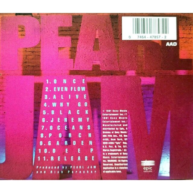 ซีดีเพลง-cd-pearl-jam-1991-ten-แถม-bonus-track-ในราคาพิเศษสุดเพียง159บาท