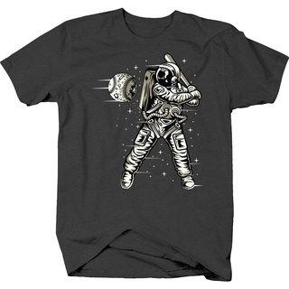 เสื้อยืดผ้าฝ้ายพิมพ์ลายขายดี เสื้อยืด พิมพ์ลายนักบินอวกาศ ดวงจันทร์ นักบินอวกาศ แกว่งไปมา เบสบอล