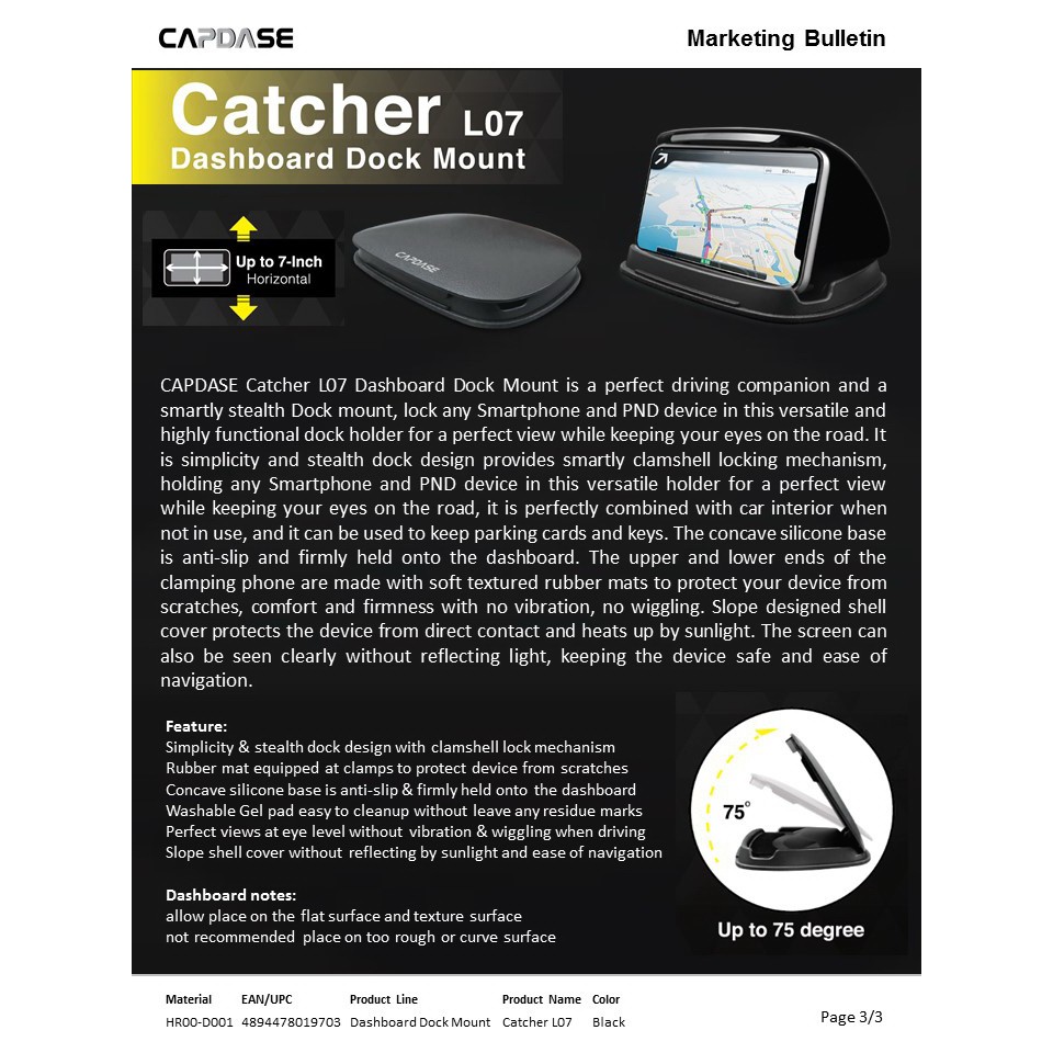 capdase-catcher-dashboard-dock-mount-l07-สินค้าพร้อมส่งและเคลมจากไทย-ราคาปลีกและส่ง