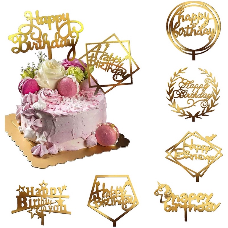 ราคาและรีวิวA31 ป้ายปักเค้ก Happy Birthday อุปกรณ์ตกแต่งเค้ก พร้อมส่งในไทย