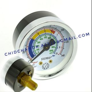 เกจ์วัดแรงดันลม​ เกจ์วัดแรงดันน้ำ​ เกจ์แห้งขนาด 40mm.x10BARx1/8" ออกหลัง Dry Pressure Gauge