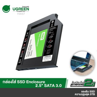 สินค้า UGREEN รุ่น 70657 กล่องใส่ฮาร์ดดิสก์ไดร์ ขนาด 2.5 นิ้ว SATA 3.0 2.0 HDD Caddy 9.5mm for 2.5\" 5TB SSD Case Hard Disk