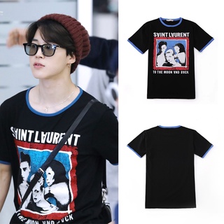 KPOP BTS JIMIN เดียวกันผ้าฝ้ายเสื้อยืด Plus ขนาดคู่แขนสั้นผู้ชายและผู้หญิง 2022 ฤดูร้อนใหม่สไตล์เกาหลี ins นักเรียนหลวมส