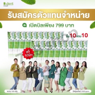 (20หลอด)10แถม10ยาสีฟันดี.เดนท์ D.dent ยาสีฟันสมุนไพร9ชนิด ลดกลิ่นปากมีฟลูออไรด์ 1500ppm.สูตรเปปเปอร์มิ้นต์ ป้องกันฟันผุ