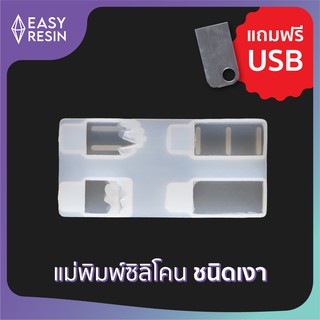 เเม่พิมพ์เรซิ่น(ซิลิโคน)เงา ขนาด: 8x7.5x0.60cm. (D2)-Easy Resin