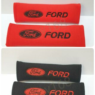 นวมหุ้มเข็มขัดนิรภัยแพ็คคู่( 2 ชิ้น )ปักFord สีดำและสีแดง