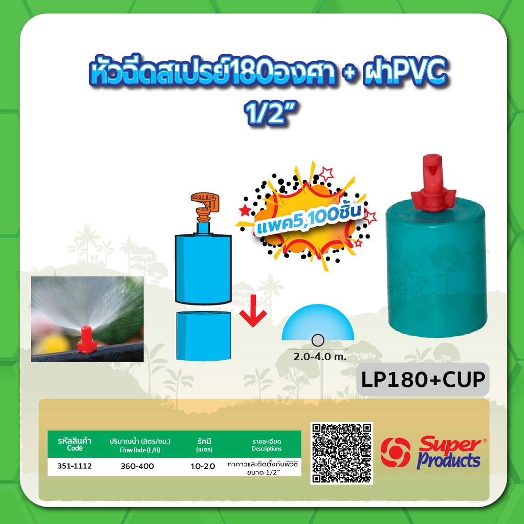 หัวฉีดสเปรย์-หัวฉีดสเปรย์พร้อมฝา-pvc-1-2-ขนาด-180-องศา-หัวฉีดสเปรย์-ขนาด-360-องศา-แพค-100-ชิ้น