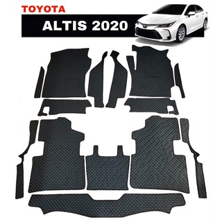 ยางปูพื้นรถยนต์ ALTIS 2020 ลายกระดุม สีดำ เต็มคัน เข้ารูป  พื้นเรียบ+กันสึก