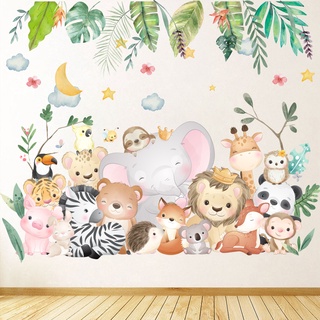 【Zooyoo】การ์ตูนสัตว์ห้องเด็กตกแต่งสติ๊กเกอร์ติดผนังสิงโตช้างดาวดาวสติ๊กเกอร์ติดผนัง สติ๊กเกอร์ติดผนัง สติกเกอร์ สติ๊กเกอร์ สติกเกอร์ติดผนัง