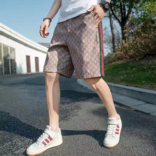(SizeM-4XL) กางเกงขาสั้นแถบเอวยืดถูกที่สุดใส่สบายผ้าโพลีเอสเตอร์2สี