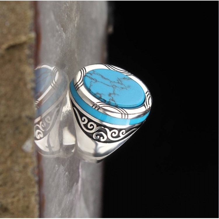 แหวนหินเทอร์ควอยซ์ธรรมชาติ-สีฟ้า-สไตล์วินเทจ-โบราณ-เครื่องประดับแฟชั่น-สําหรับผู้หญิง-ครบรอบแต่งงาน