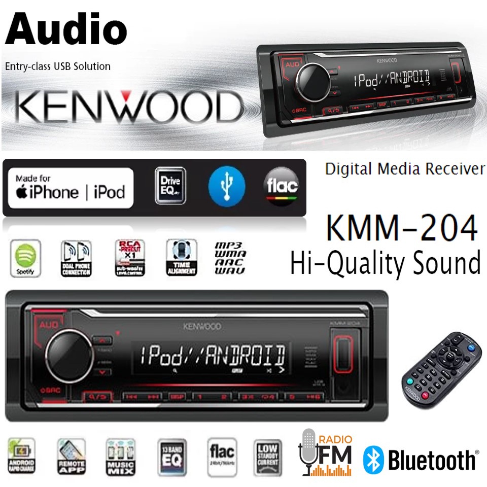 kenwood-kmm-204-เครื่องเสียงรถ-วิทยุติดรถยนต์-1din-usb-mp3-aux-in-ประกันศูนย์-1-ปี