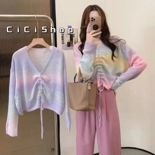 สินค้า Cicishop(Z0616)เสื้อครอปไหมพรมแขนยาว มีสายรูดช่วงกลางเพิ่มความแซ่บไล่สีสีก็น่ารักมากๆๆๆๆๆ