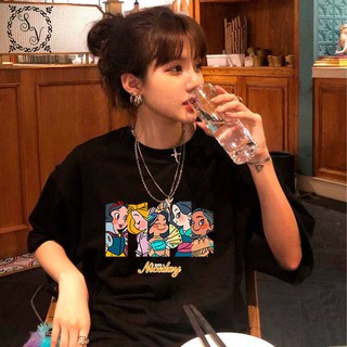 เสื้อยืด เสื้อยืดผู้หญิง  เสื้อคู่  เสื้อยืดแขนสั้น เชิตแขนสั้น เสื้อยืดโอเวอร์ไซต์ อวตารเจ้าหญิงดิสนีย์