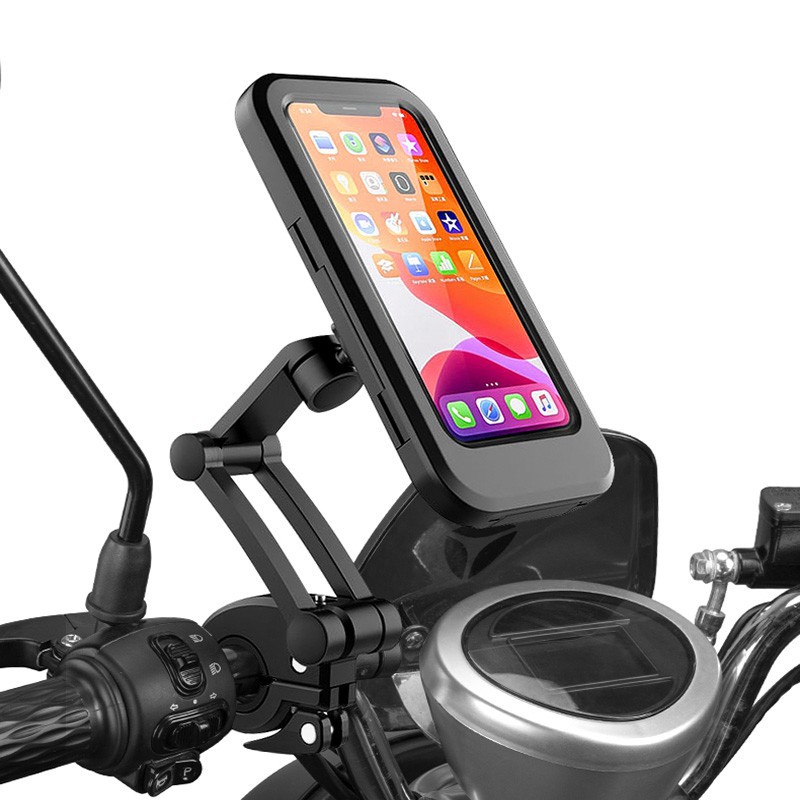 แท่นยึดโทรศัพท์กับมอเตอร์ไซต์และจักรยาน-รองรับโทรศัพท์ทุกรุ่น-หมุนได้-360-องศา-motocycle-handlebar-waterproof