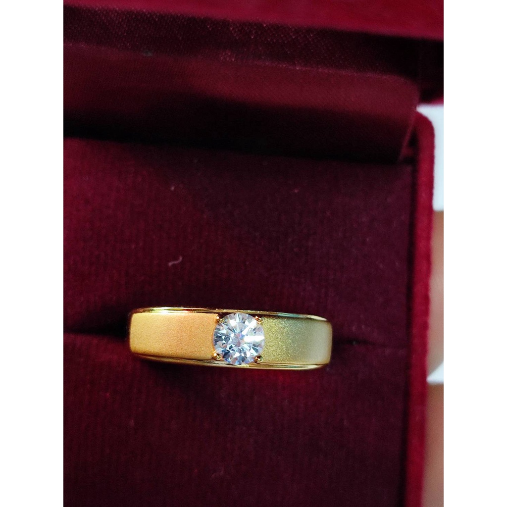 ภาพสินค้าแหวนทอง แหวนเพชร เศษทองคำแท้ พ่นทรายติตเพชร หนัก 2 สลึง แหวนทองเหลือง ไม่ลอกไม่ดำ ฝังเพชร CZ จากร้าน kedfahion บน Shopee ภาพที่ 3