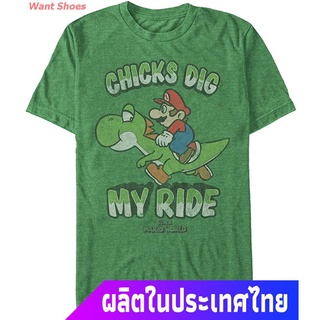 ผ้าฝ้าย 100%เสื้อยืดกีฬา Nintendo Mens My Ride - Heather T-Shirt Kelly Popular T-shirtsS-3XL