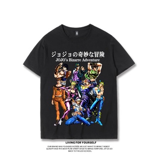 เสื้อยืดโอเวอร์ไซส์Jojo s Bizarre Adventure Co-branded เสื้อยืด Jotaro Kujo Kira Yoshikage ญี่ปุ่นอะนิเมะอุปกรณ์ต่อพ่วงแ