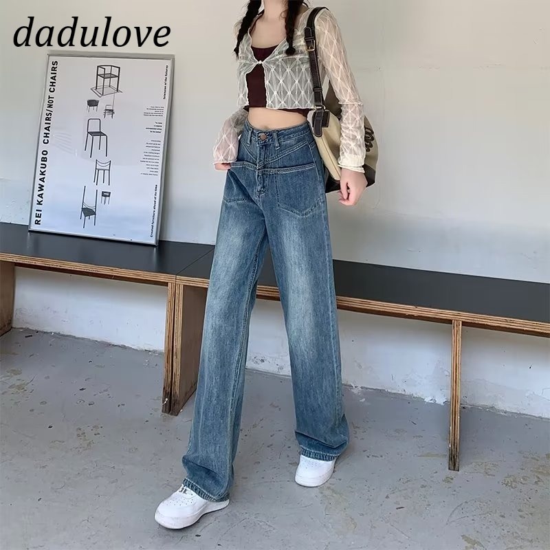 dadulove-new-korean-version-ins-retro-blue-straight-jeans-high-waist-wide-leg-pants-loose-fashion-womens-clothing