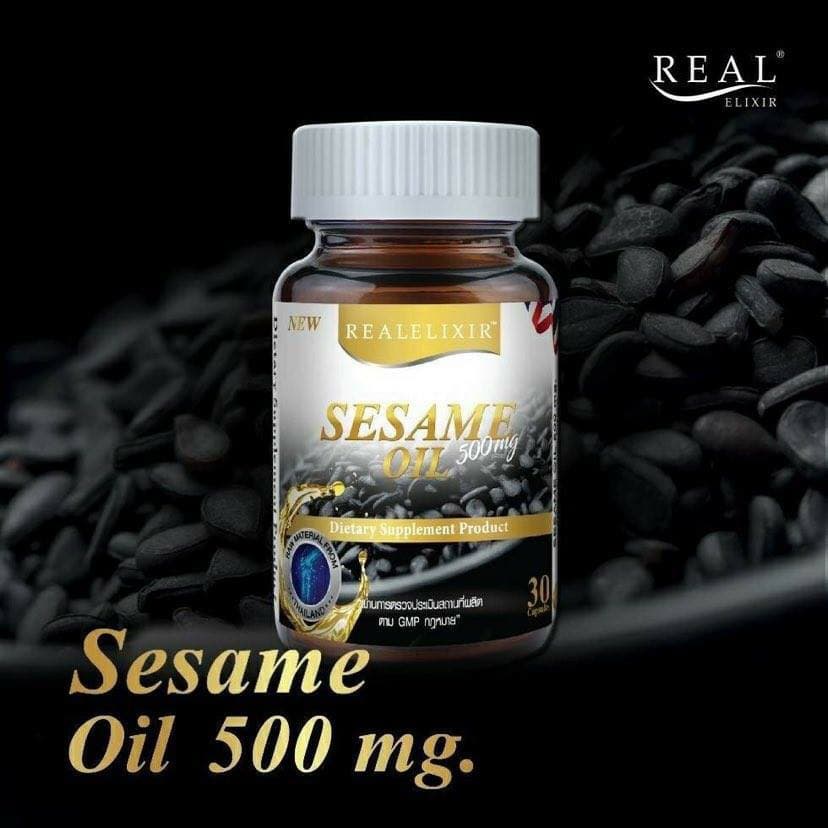ภาพหน้าปกสินค้าอาหารเสริม น้ำมันงาดำสกัด (30 เม็ด) Real Elixir Black Sesame Oil  Real Black Sesame Oil Real เรียล งาดำสกัดเย็น