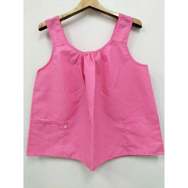 เสื้อคอกระเช้าผู้ใหญ่ผ้าcottonสีพื้นคอถักมีกระเป๋าพร้อมซิป