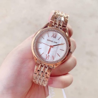 (ผ่อน0%) นาฬิกา MICHAEL KORS  MK7076 Women’s Mindy Three-Hand Rose-Tone Alloy Watch  ✔️หน้าปัด 36 มม. สแตนเลส สีโรสโกลด์