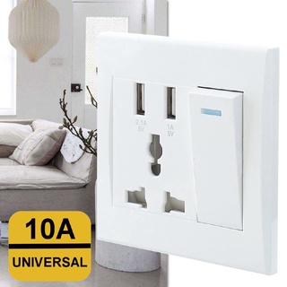 อะแดปเตอร์ซ็อกเก็ตชาร์จ 5V Dual USB Plug 10A Wall AC DC