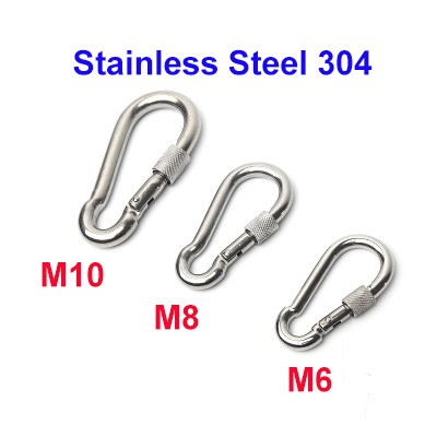 ภาพหน้าปกสินค้าStainless Steel 304 คาราบิเนอร์ แบบล็อค M6 M8 M10 ไม่เป็นสนิม แข็งแรง รับน้ำหนักได้ เหมาะกับ ไต่เขา โยคะ ฟิตเนส