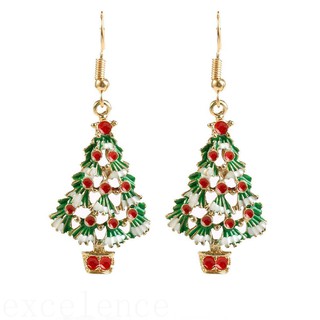 ของขวัญวันเกิดต่างหูผู้หญิงรูปต้นคริสต์มาส rhinestone eardrop