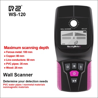 RZ Wall Scanner Digital Handheld Professional Multifunction Wall Detector Live Wires Cable PVC Water Pipe Metal Finder S