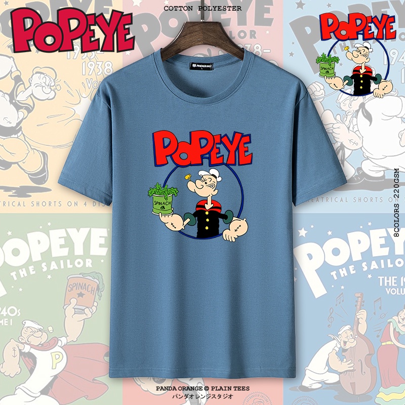 เสื้อผู้ชายเท่-โลโก้เสื้ออะนิเมะ-popeye-สีดําสีขาวสีขาวสีเขียวสีเหลืองสีฟ้าเสื้อยืดสําหรับผู้ชาย