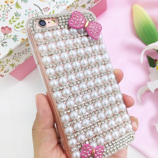 Case Samsung A02s,A6+,A7(2018),A10s,A12,,A30s,A32,A42(5G),A51,A52,A71,A72Huawei Nova3i,Y6p เคสติดเพชร เคสไข่มุก