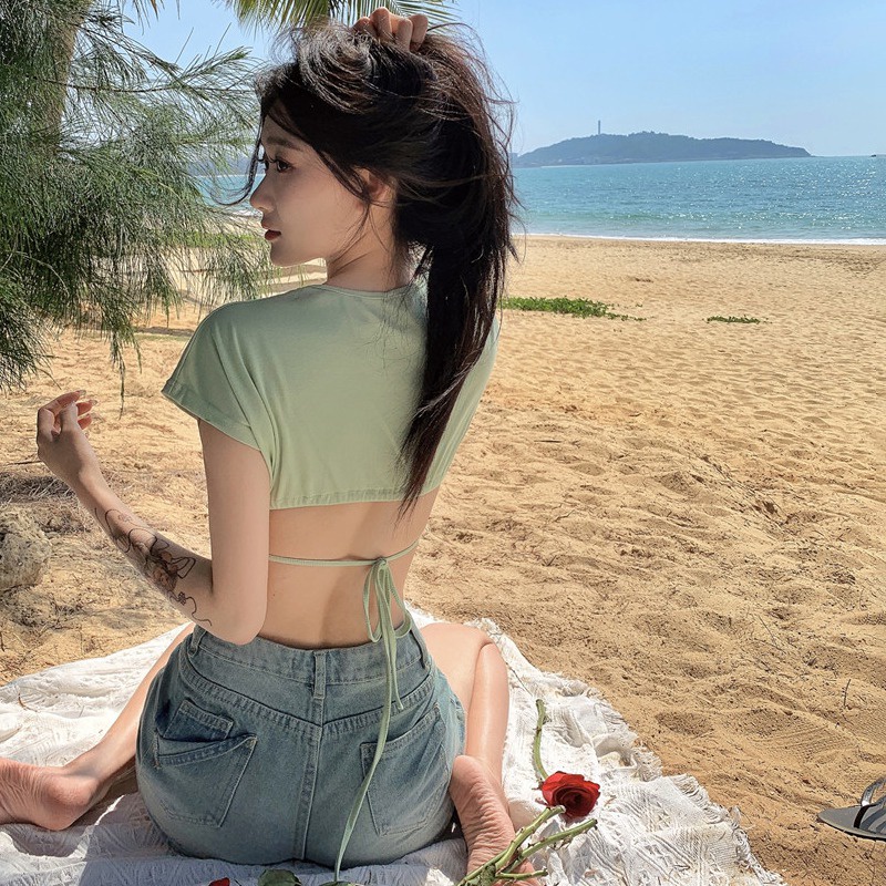 เสื้อครอปท็อป-แขนสั้น-แบบเข้ารูป-เซ็กซี่-สไตล์สตรีท-สําหรับผู้หญิง