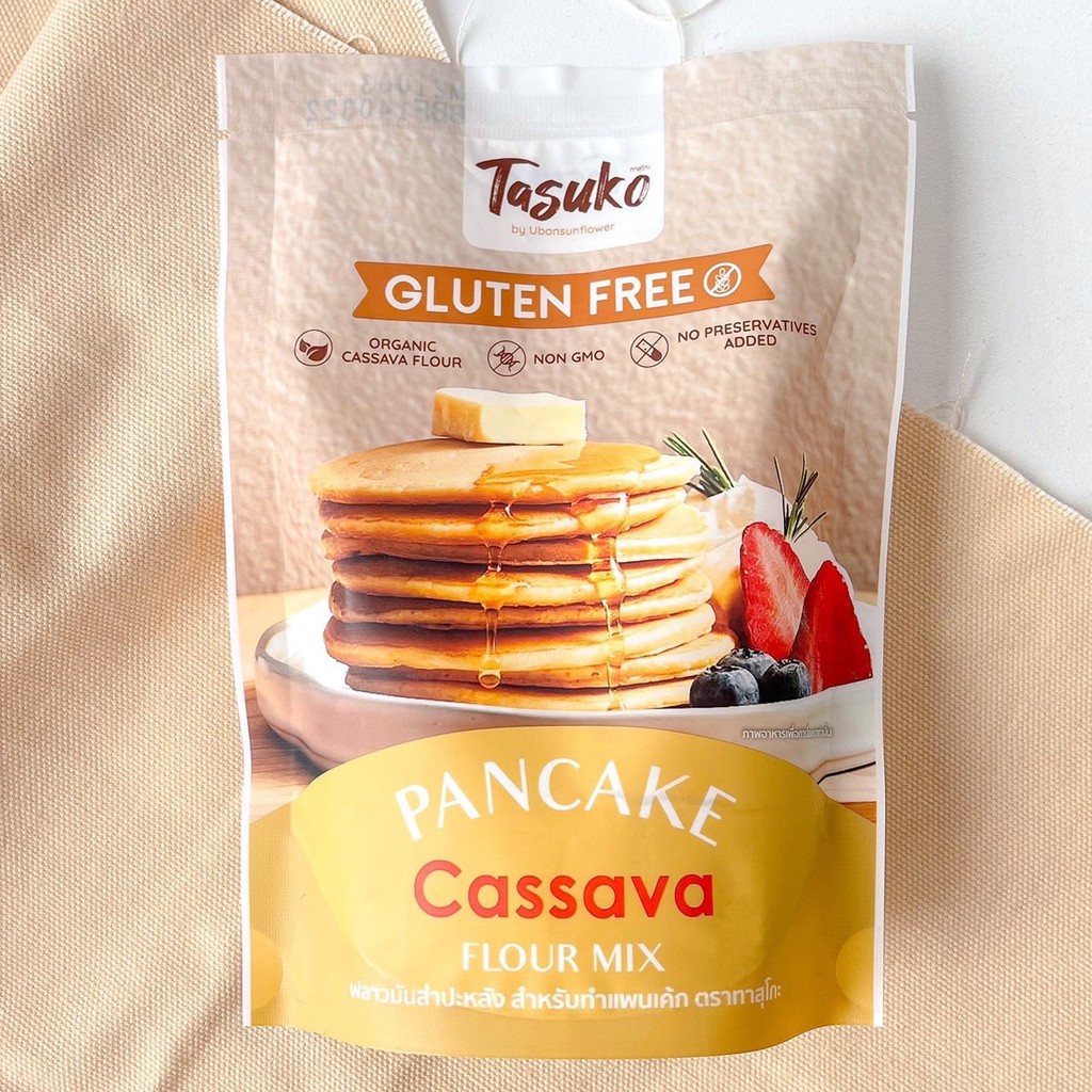 ภาพหน้าปกสินค้าTASUKO  Gluten Free Pancake Cassava Flour Mix ฟลาวมันสำปะหลังสำหรับแพนเค้ก ไม่มีกลูเตน ตราทาสุโกะ
