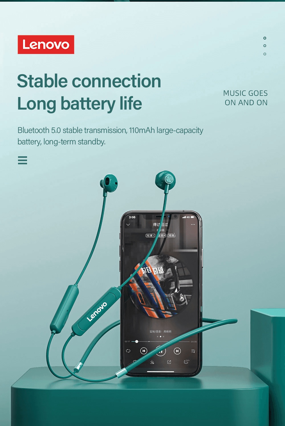 ภาพประกอบของ Lenovo SH1 หูฟังบลูทูธ Ipx5 แบตเตอรี่ยาว หูฟัง Sports เสียงเบส Neckband Bluetooth 5.0 TWS