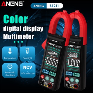 Aneng St211 เครื่องทดสอบแรงดันไฟฟ้าหน้าจอดิจิตอล Clamp Meter 6000 Counts Dc/Ac สําหรับรถยนต์