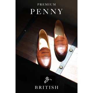 สินค้า British รองเท้าหนัง รุ่น Full strap penny loafer(Brown) พ่นสีหัวและท้ายเทคนิคพิเศษ