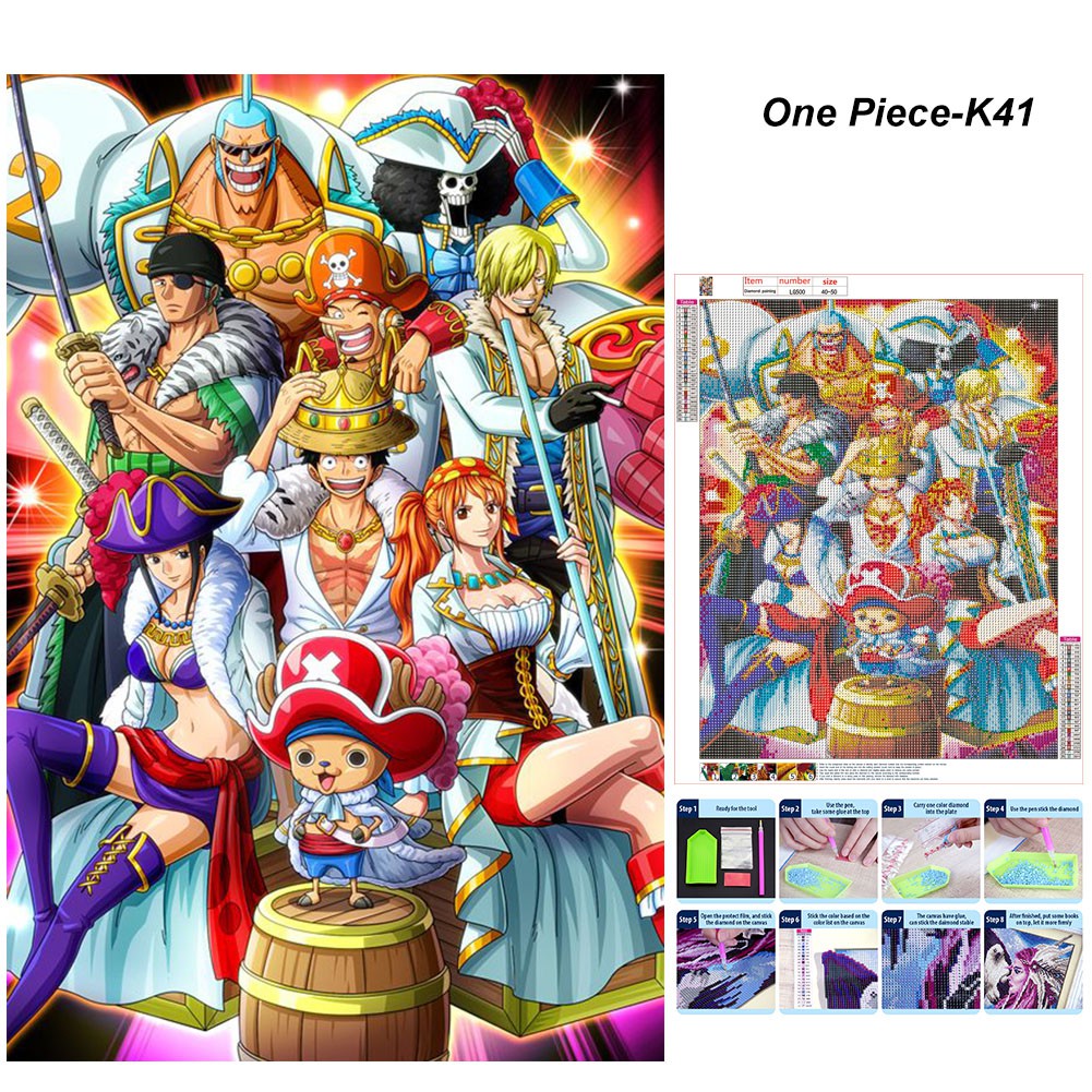 ภาพสินค้าภาพครอสติสคริสตัล ลายอนิเมะญี่ปุ่น One Piece 5 มิติ งาน DIY สำหรับตกแต่งผนัง จากร้าน thebest.th บน Shopee ภาพที่ 4