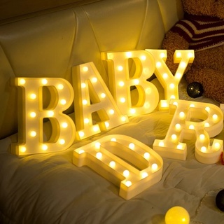 โคมไฟสัญลักษณ์ตัวอักษร 3D LED เรืองแสง ใช้แบตเตอรี่ 26 ตัวอักษร สําหรับตกแต่งบ้าน งานแต่งงาน ปาร์ตี้ DIY