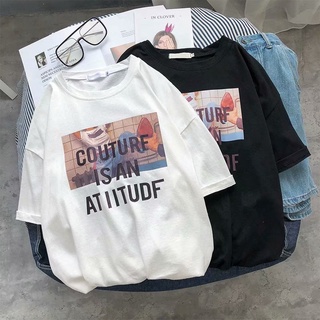 【hot sale】เสื้อยืดแขนสั้น ทรงหลวม สไตล์ฮ่องกง แฟชั่นฤดูร้อน สําหรับผู้ชาย และนักเรียน